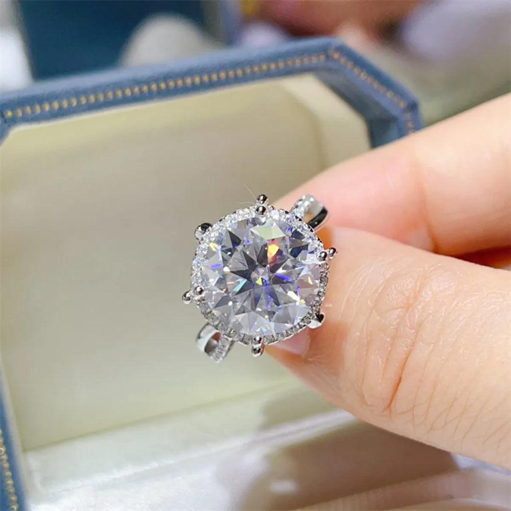 5 Carat Round Cut Moissanite Engagement Ring - Trendsi - Flyclothing LLC
