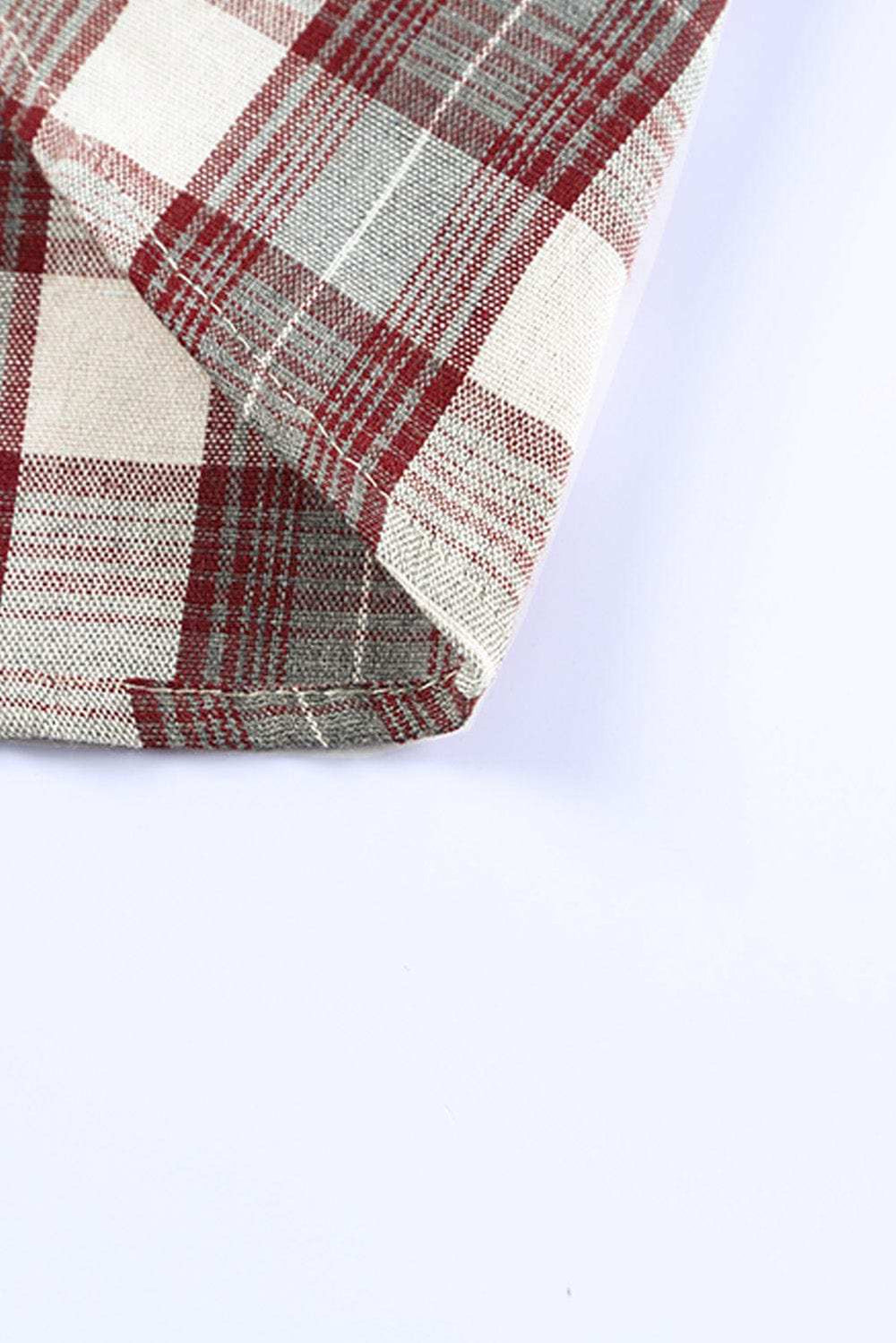 Plaid Patchwork Collared Neck Shacket - Trendsi - Flyclothing LLC