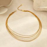 Stainless Steel Multi-Layered Necklace - Trendsi - Flyclothing LLC