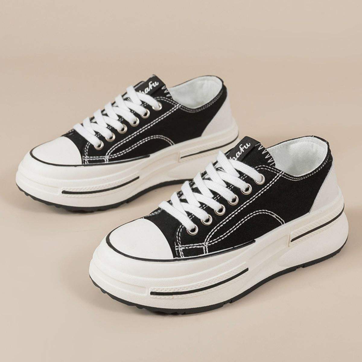 Tied Round Toe Platform Sneakers - Trendsi - Flyclothing LLC