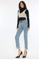 Kancan Raw Hem High Rise Straight Jeans - Trendsi - Flyclothing LLC
