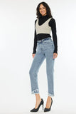 Kancan Raw Hem High Rise Straight Jeans - Trendsi