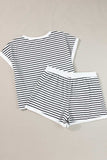 Striped Contrast Top and Shorts Set - Trendsi - Flyclothing LLC