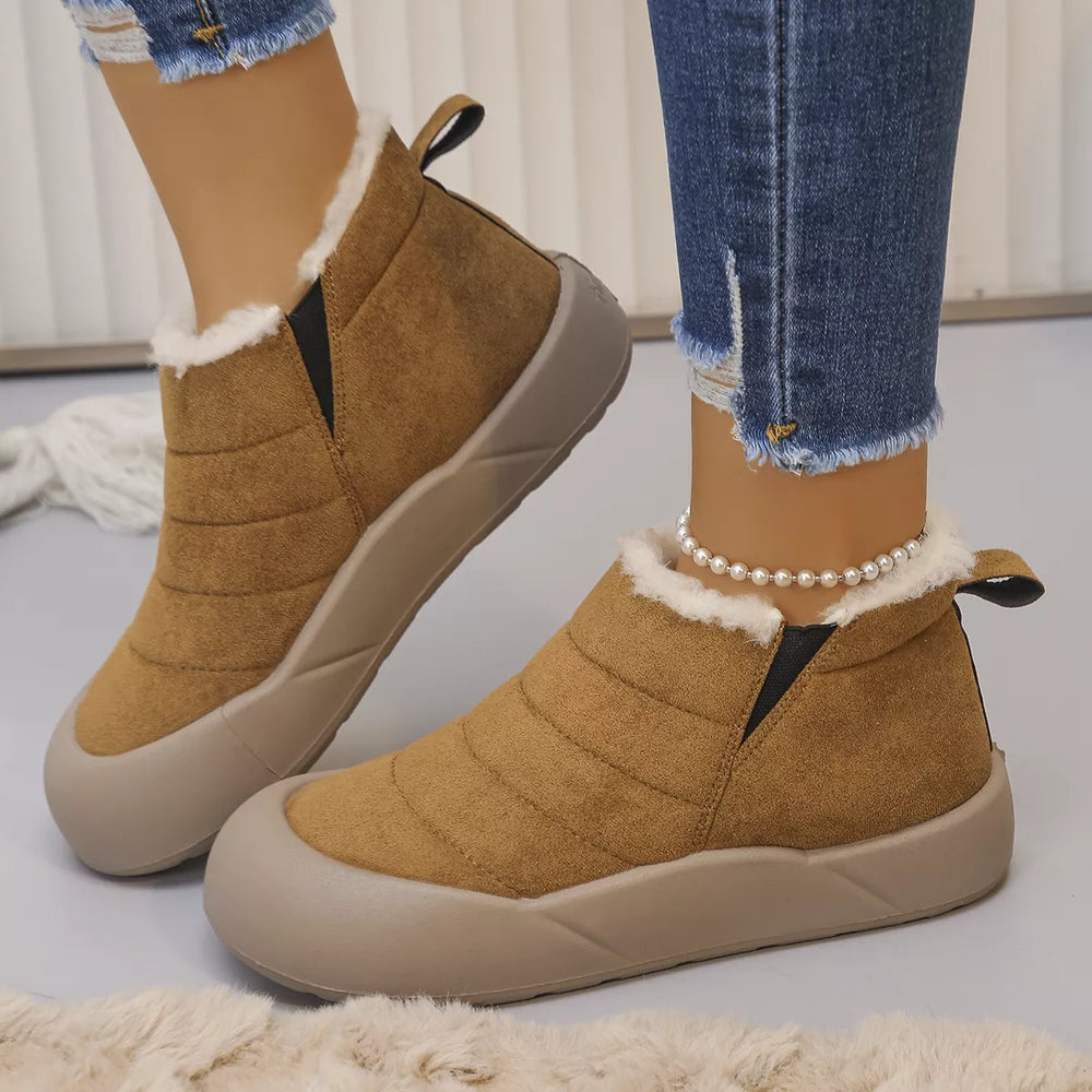 Warm Plush Lined Ankle Boots - Trendsi - Flyclothing LLC
