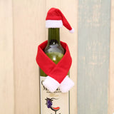 2 Piece Christmas Wine Bottle Santa Hat & Scarf Decorative Covers - Trendsi - Flyclothing LLC