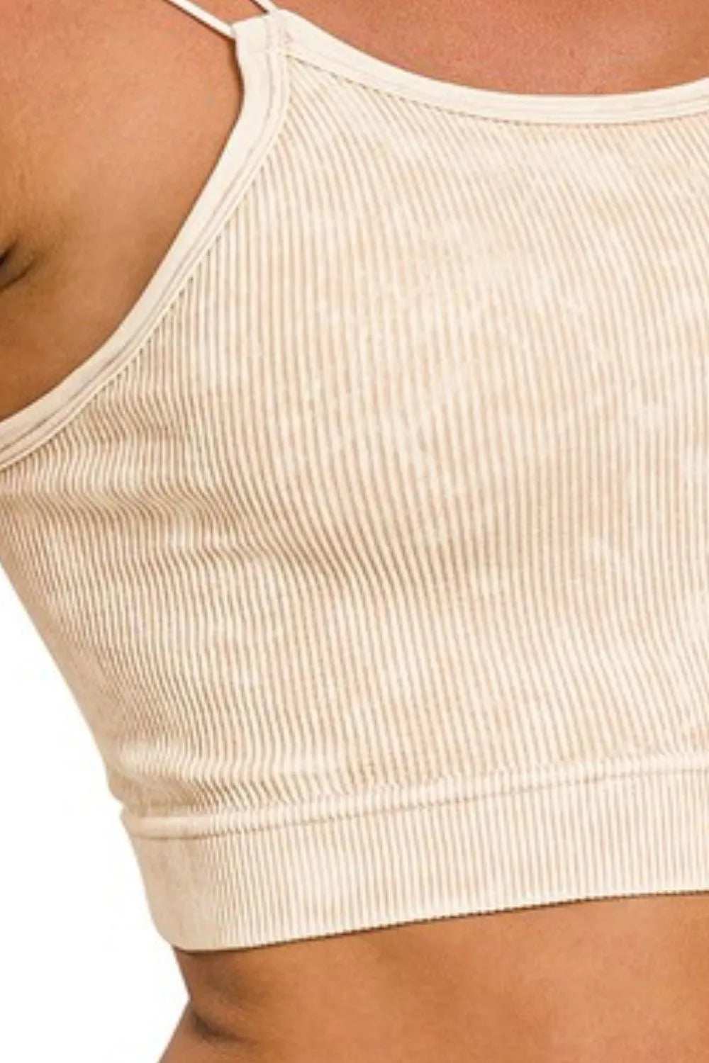 Zenana Washed Ribbed Seamless Double Strap Brami - Trendsi - Flyclothing LLC