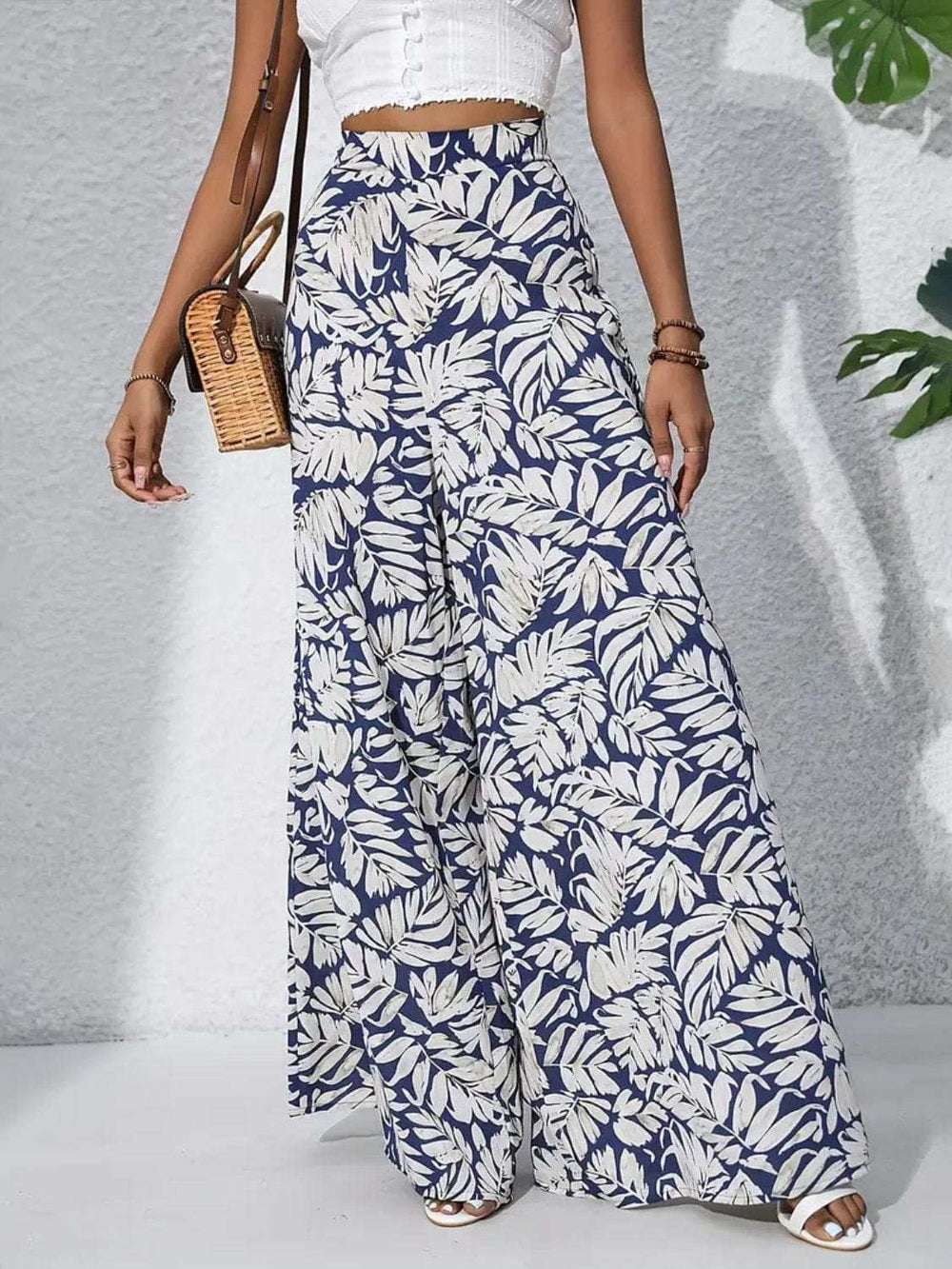 Printed High Waist Wide Leg Pants - Trendsi - Flyclothing LLC