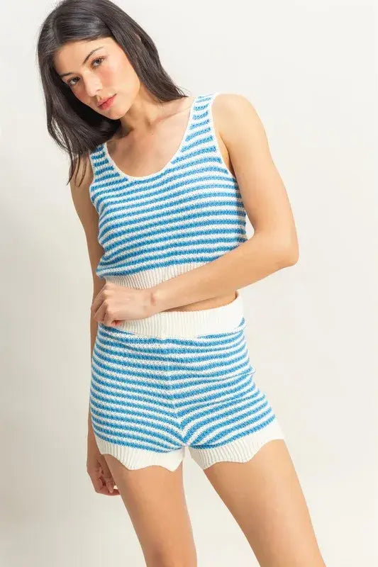 HYFVE Striped Cropped Tank and Shorts Set - Trendsi - Flyclothing LLC