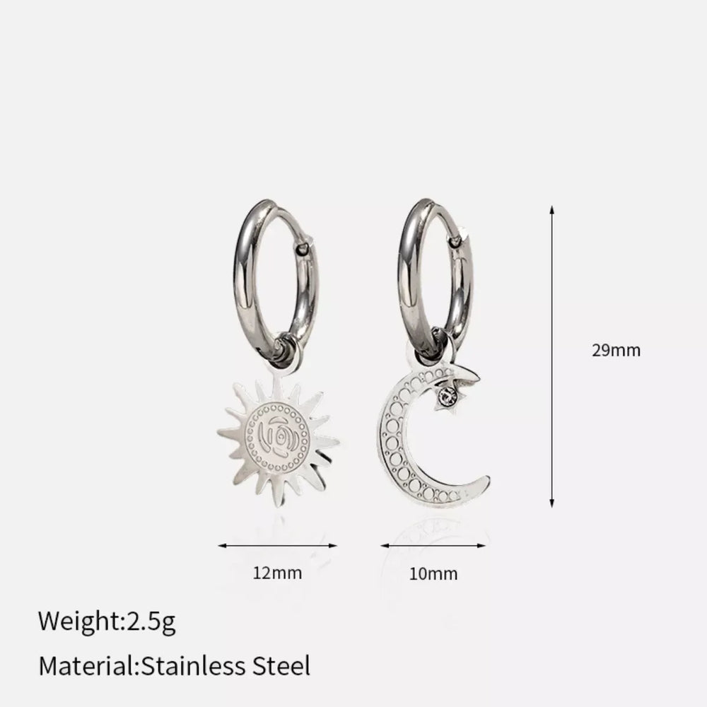 Sun and Moon Dangle Hoop Earrings - Trendsi - Flyclothing LLC