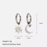 Sun and Moon Dangle Hoop Earrings - Trendsi - Flyclothing LLC