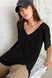 POL V-Neck Short Sleeve T-Shirt - Trendsi