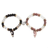 2 Piece Beaded Cat Charm Bracelet - Trendsi - Flyclothing LLC