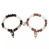 2 Piece Beaded Cat Charm Bracelet - Trendsi - Flyclothing LLC