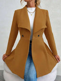 Collared Neck Button Up Long Sleeve Coat - Trendsi - Flyclothing LLC