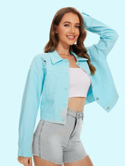 Distressed Distressed Button Up Denim Jacket - Trendsi