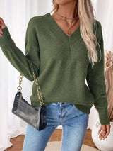 Perfee Twisted V-Neck Long Sleeve Sweatshirt - Trendsi - Flyclothing LLC