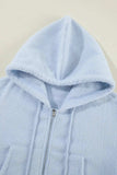Drawstring Zip Up Long Sleeve Hoodie - Trendsi - Flyclothing LLC