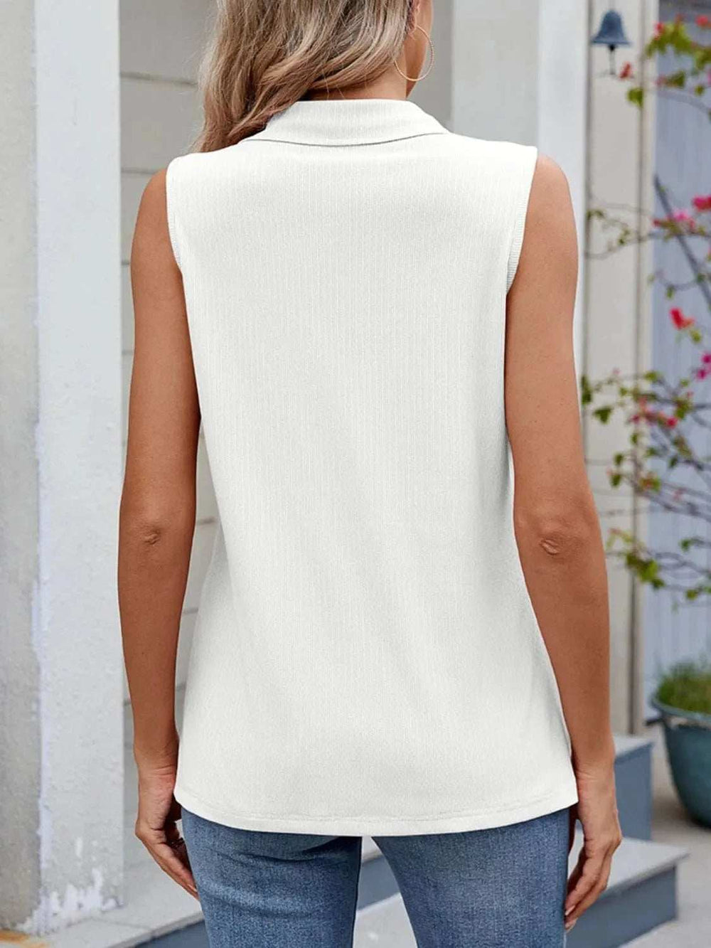 Quarter Zip Collared Tank - Trendsi - Flyclothing LLC