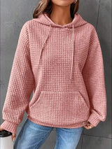 Full Size Textured Kangaroo Pocket Hoodie Plus Size - Trendsi - Flyclothing LLC