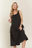 ADORA Drawstring Slit Back Cargo Dress - Trendsi