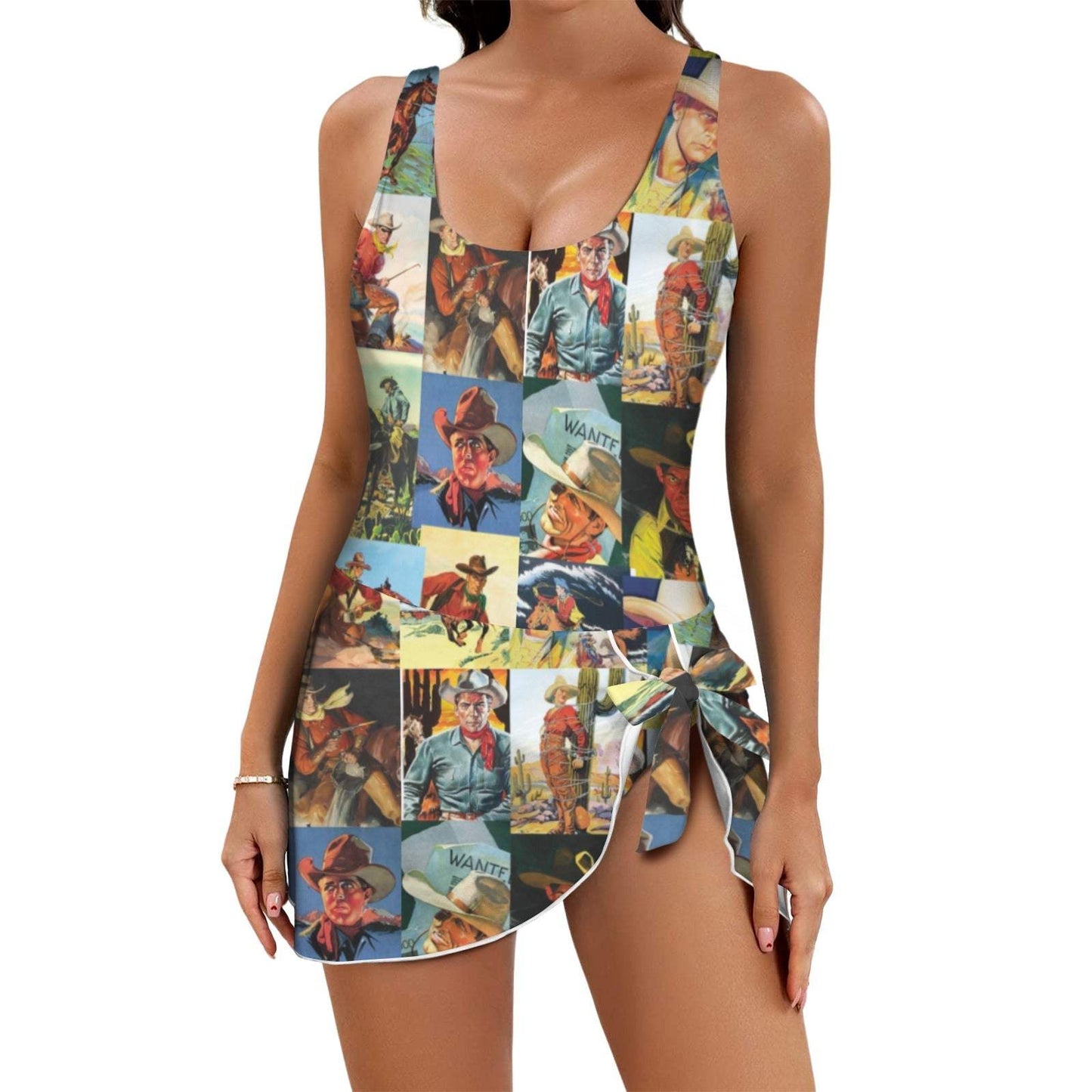 Baha Ranch Vintage Cowboy Skirted Swimsuit - Baha Ranch Western Wear - Flyclothing LLC