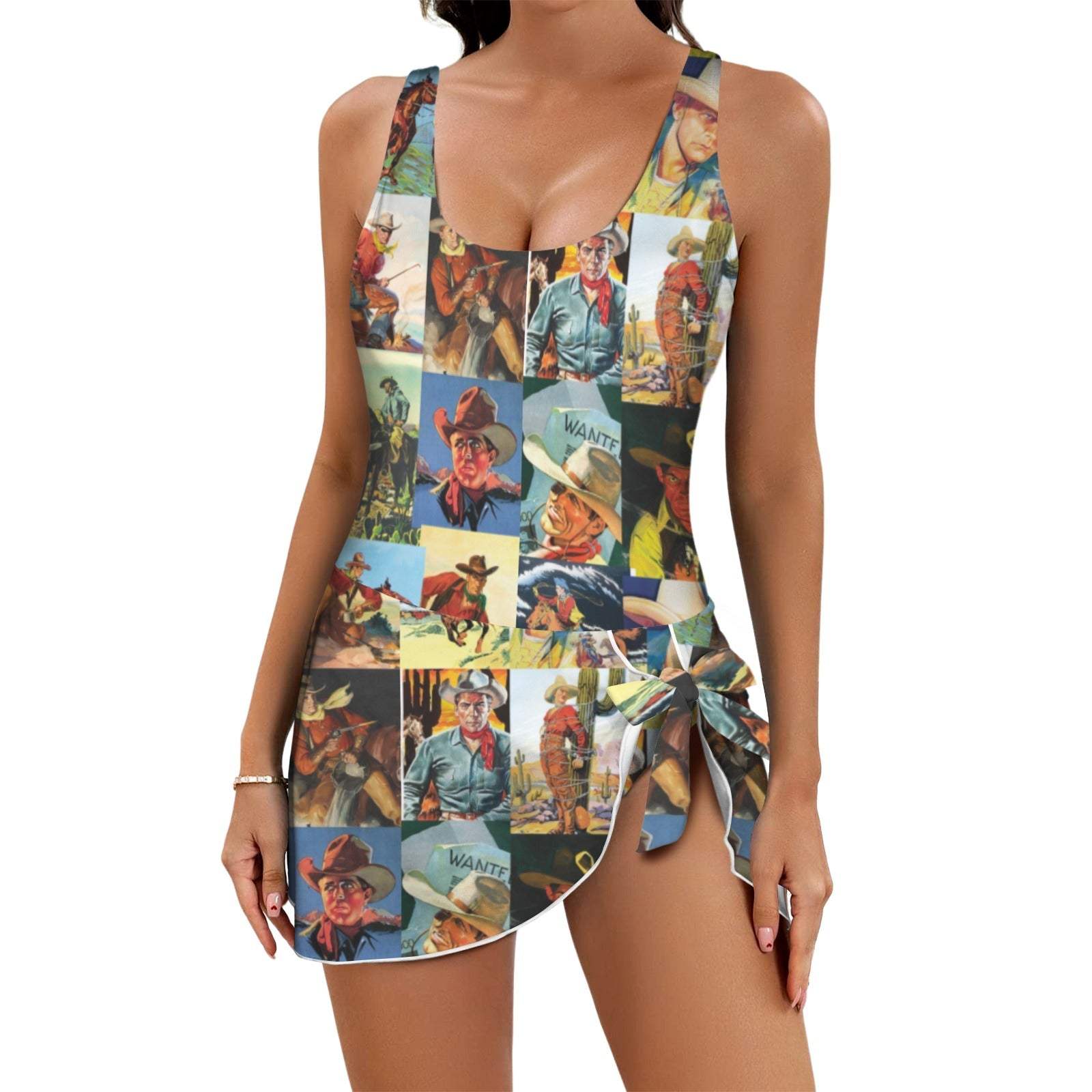 Baha Ranch Vintage Cowboy Skirted Swimsuit - Baha Ranch Western Wear - Flyclothing LLC