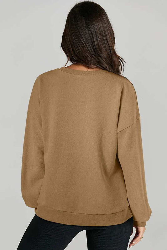 High-Low Round Neck Long Sleeve Sweatshirt - Trendsi - Flyclothing LLC