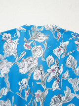 Notched Floral Print 3/4 Puff Sleeve Blouse - Trendsi - Flyclothing LLC