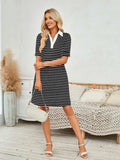 Contrast Striped Short Sleeve Mini Dress - Trendsi - Flyclothing LLC