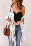 Openwork Open Front Cardigan with Fringes - Trendsi - Flyclothing LLC