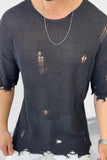 Men's Distressed Round Neck Knit Top - Trendsi