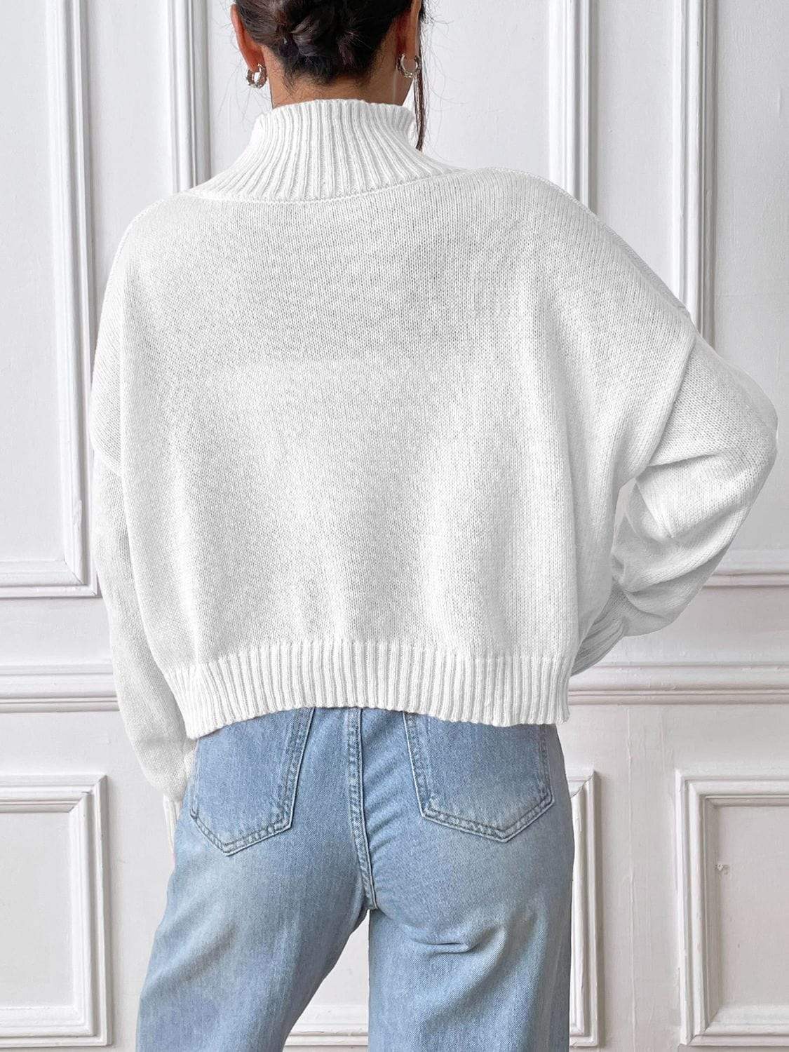 Heart Turtleneck Long Sleeve Sweater - Trendsi - Flyclothing LLC