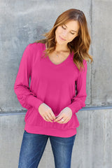 Basic Bae Full Size V-Neck Lantern Sleeve Top - ShopBasicbae - Flyclothing LLC