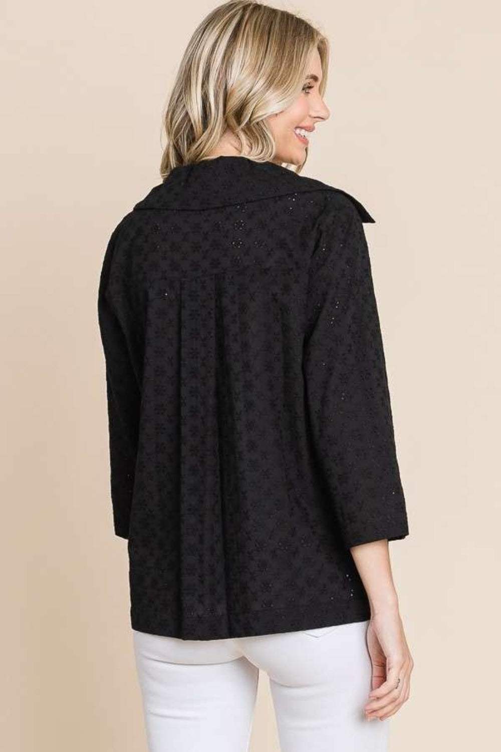 Culture Code Double Breasted Eyelet Jacket with Pockets - Trendsi - Flyclothing LLC