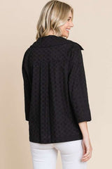 Culture Code Double Breasted Eyelet Jacket with Pockets - Trendsi
