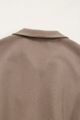 Textured Short Sleeve Half Zip Drawstring Waist Romper - Trendsi - Flyclothing LLC