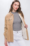Love Tree Corduroy Button Up Jacket with Sherpa Inside - Trendsi
