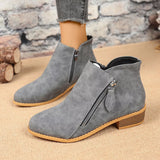 Size Zipper Block Heels Boots - Trendsi - Flyclothing LLC