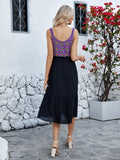 Openwork Wide Strap Midi Dress - Trendsi