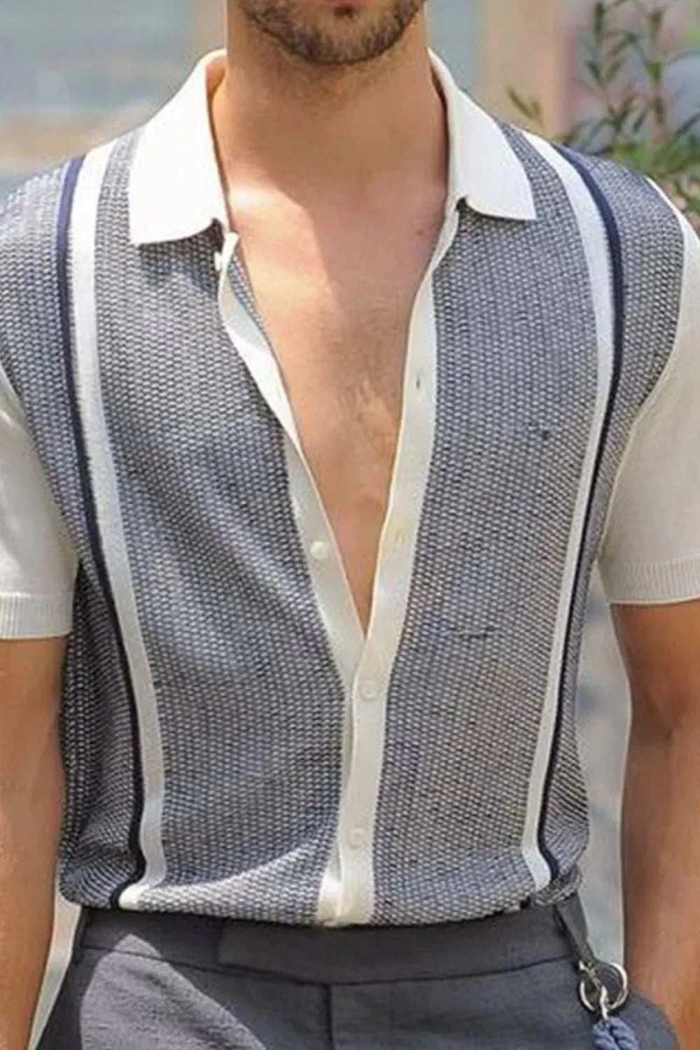 Men's Plus Size Button Up Short Sleeve Shirt - Trendsi - Flyclothing LLC