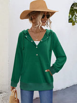 Full Size Snap-Down Hoodie with Kangaroo Pocket Plus Size - Trendsi - Flyclothing LLC