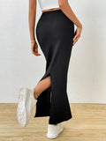 Slit Maxi Wrap Skirt - Trendsi