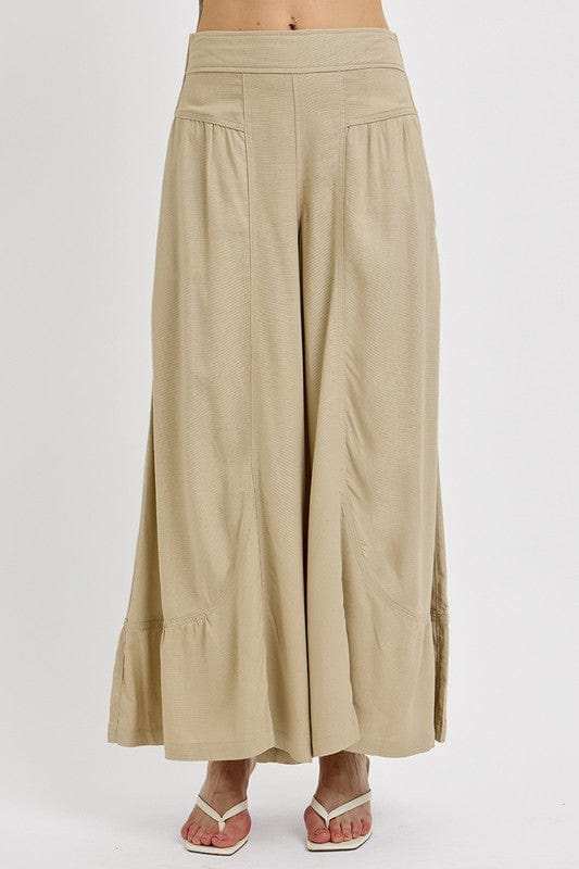 RISEN Shirring Detail Wide Leg Pants - Trendsi - Flyclothing LLC