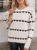 Heart Round Neck Long Sleeve Sweater - Trendsi - Flyclothing LLC