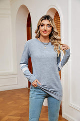 Round Neck Long Sleeve Top - Trendsi - Flyclothing LLC