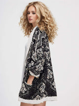 Open Front Long Sleeve Graphic Cardigan - Trendsi - Flyclothing LLC