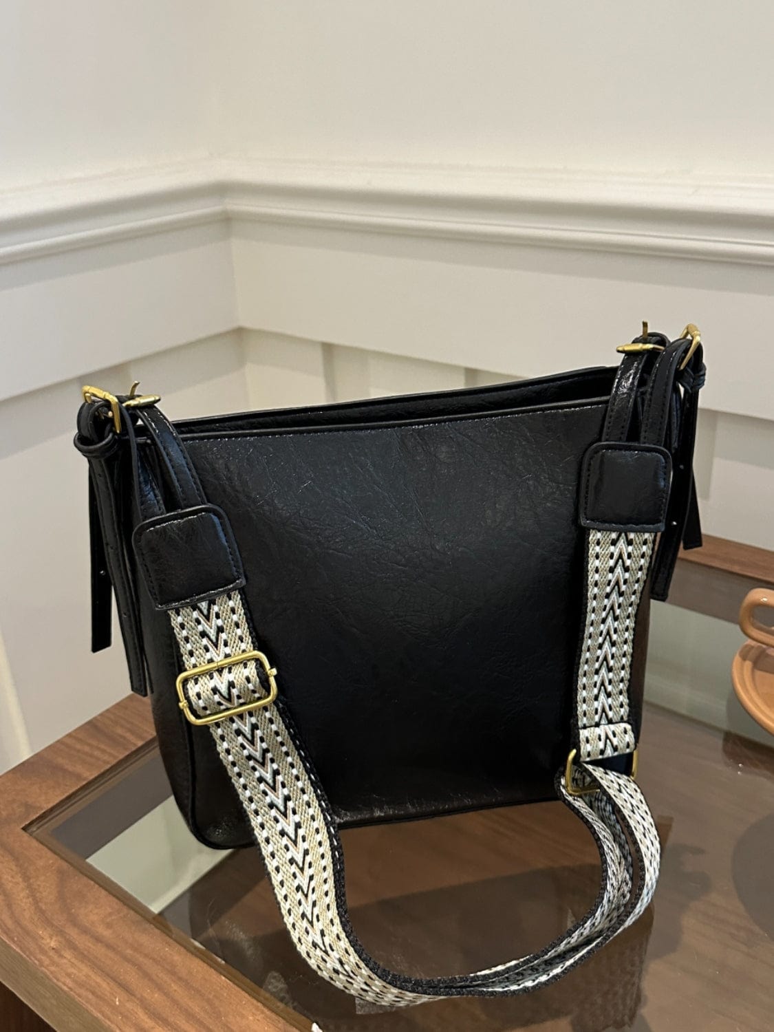 PU Leather Adjustable Strap Crossbody Bag with Pouch - Trendsi