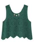 Openwork Round Neck Knit Vest - Trendsi - Flyclothing LLC
