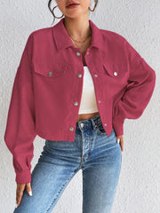 Snap Down Long Sleeve Jacket - Trendsi