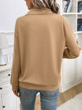 Half Zip Kangaroo Pocket Long Sleeve Sweatshirt - Trendsi